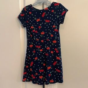 Navy Dress with Cherries